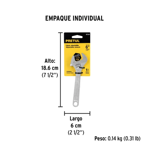 Llave ajustable (perico) 6" cromada (15 cm)