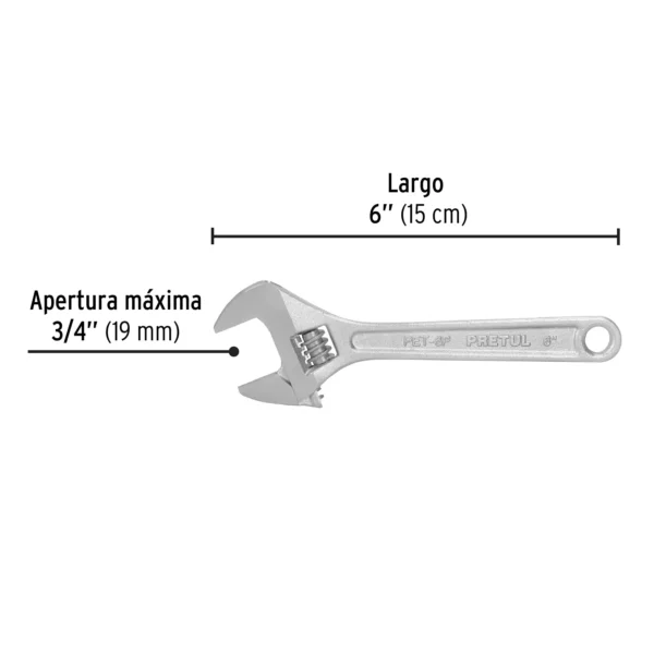 Llave ajustable (perico) 6" cromada (15 cm)