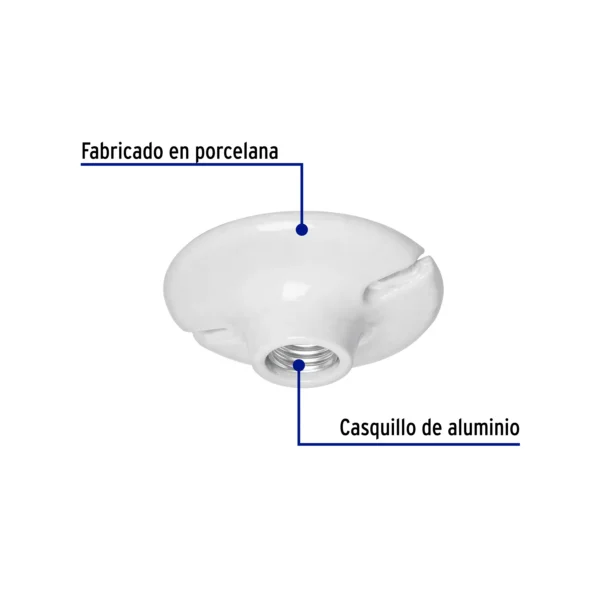Portalámpara de porcelana, 4-1/2", redonda