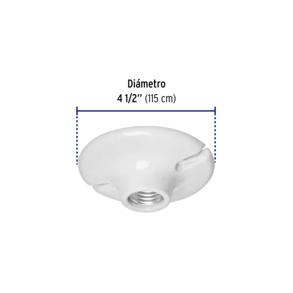 Portalámpara de porcelana, 4-1/2", redonda