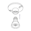 Portalámpara de porcelana, 4-1/2", redonda