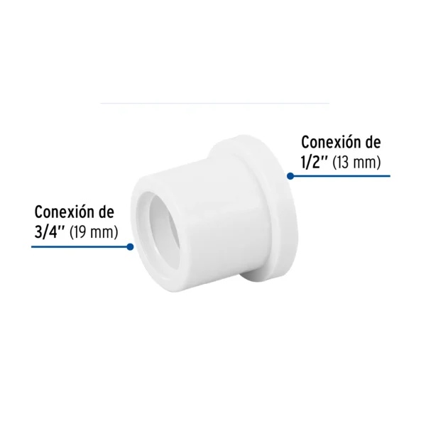 Casquillo Reductor de PVC 3/4 x 1/2"