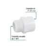 Adaptador macho de PVC de 1"