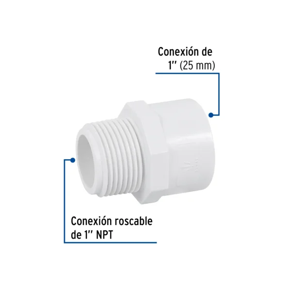Adaptador macho de PVC de 1"