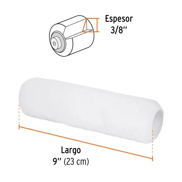 Felpa para rodillo 9" x 3/8" superficies lisas
