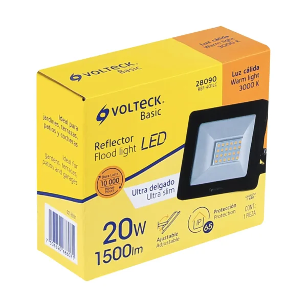 Reflector ultra delgado LED 20 W luz cálida