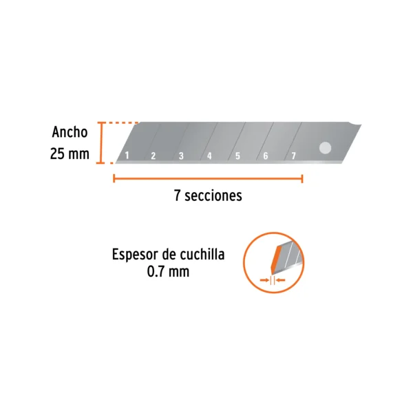 Estuche con 10 cuchillas SK2 de 25 mm para cutter