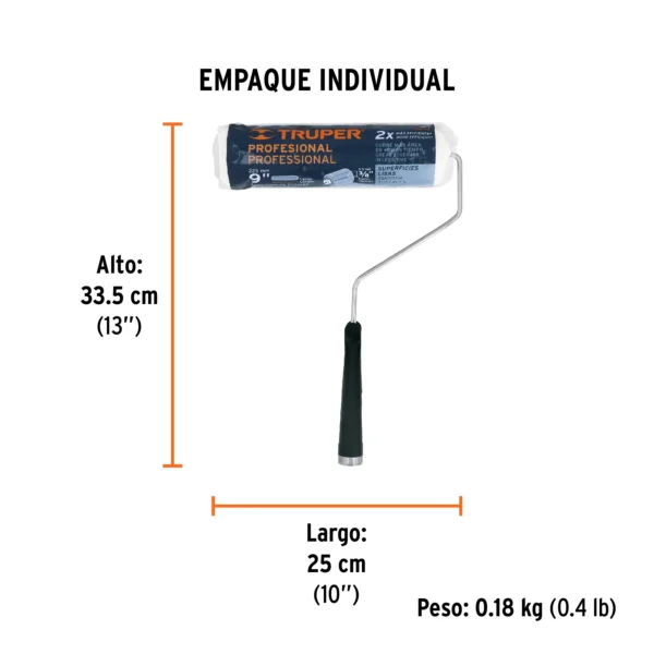 Rodillo para pintar 9" x 3/8" superficies lisas