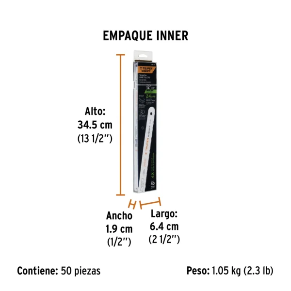 Segueta bimetálica de 12", 24 DPP