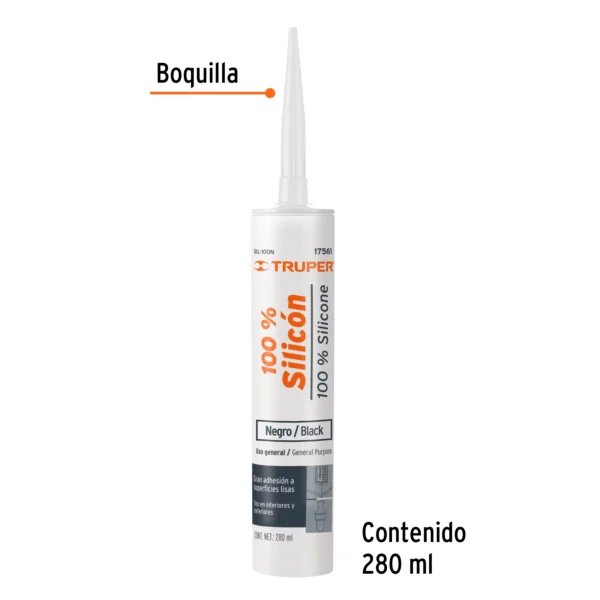 Sellador negro 100% silicón de 280 ml