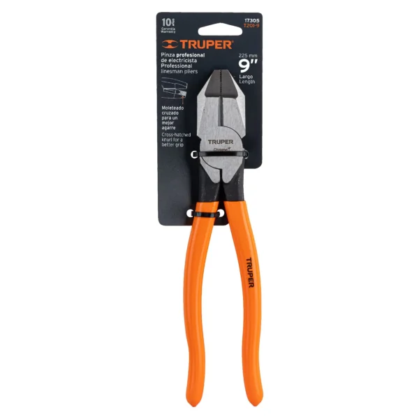 Pinza para electricista 9" uso rudo, mango PVC (23 cm)