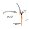 Cortador de ramas altas mango telescópico 3.6 m fibra vidrio