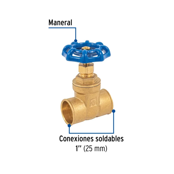 Válvula de compuerta de latón soldable de 1" (25 mm)