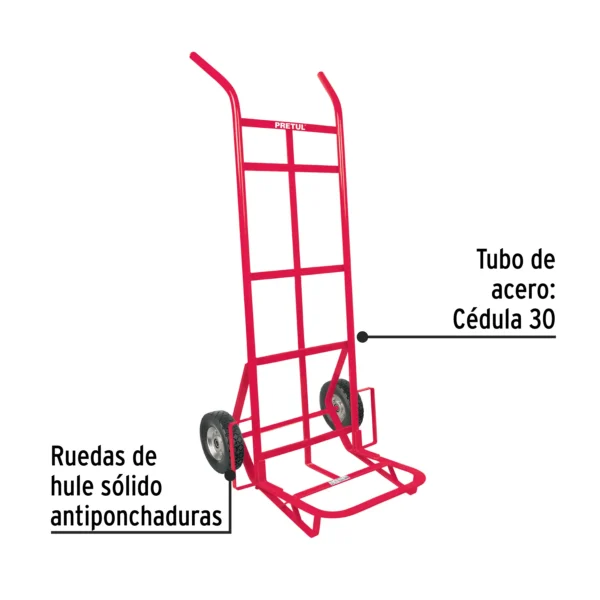 Diablo de carga de 400 kg, ruedas sólidas, doble balero