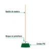 Escoba chica tipo abanico, cerdas de PVC, bastón de madera (21 cm)