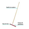 Jalador con base de plástico de 40 cm, con bastón de madera