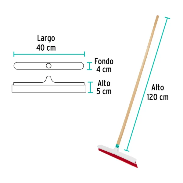 Jalador con base de plástico de 40 cm, con bastón de madera