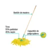 Trapeador de microfibra lisa, bastón de 120 cm