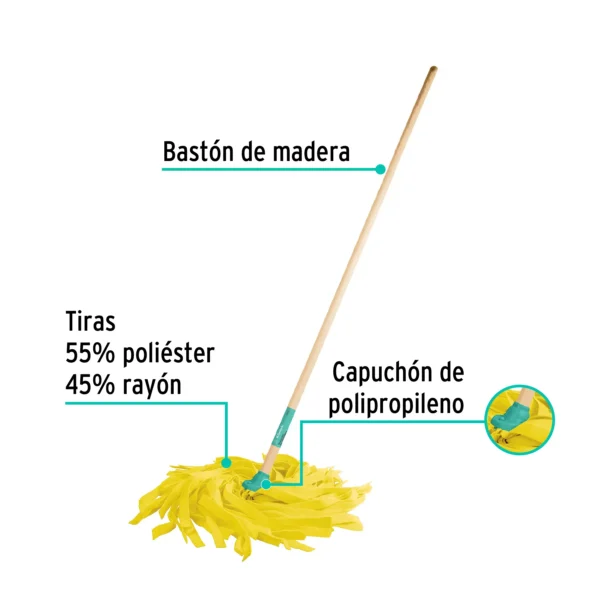 Trapeador de microfibra lisa, bastón de 120 cm