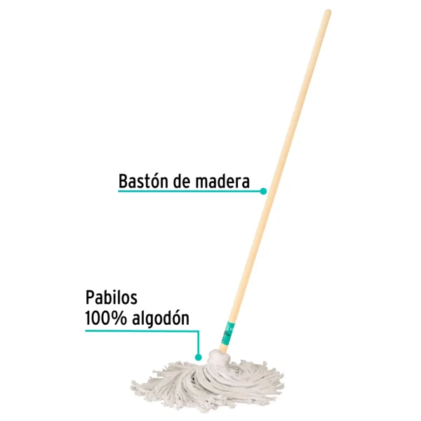Trapeador tipo mechudo, con bastón de 120 cm