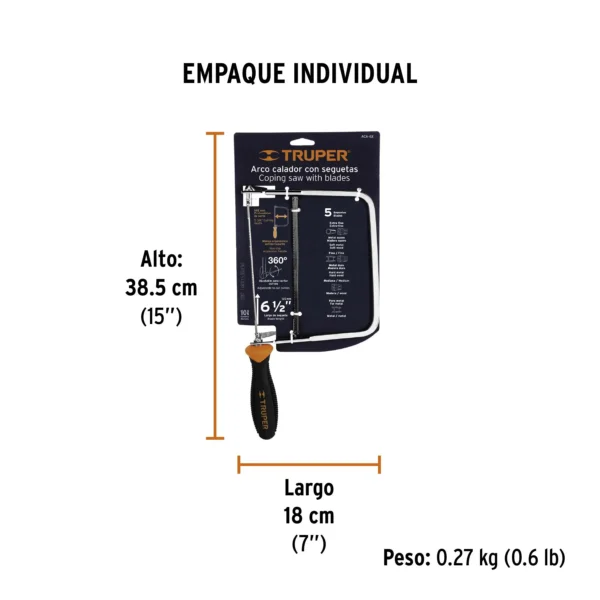 Arco calador con 5 seguetas de 6-1/2"