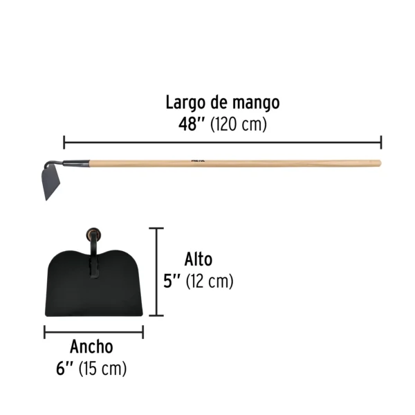 Azadón jardinero, mango de madera 48"