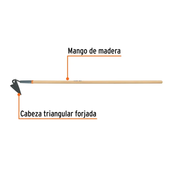 Azadón triangular jardinero, mango de madera 54"