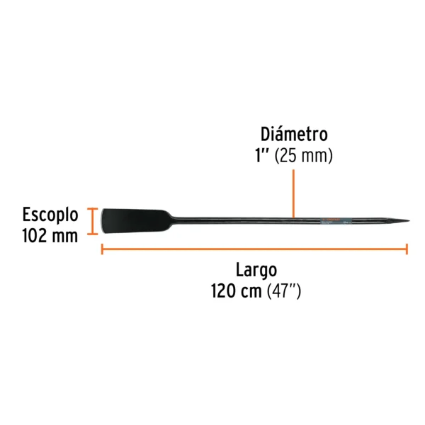 Barra cavadora 1" x 120 cm, escoplo 102 mm