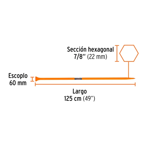 Barreta de punta de 7/8" x 125 cm, escoplo 60 mm (125cm)