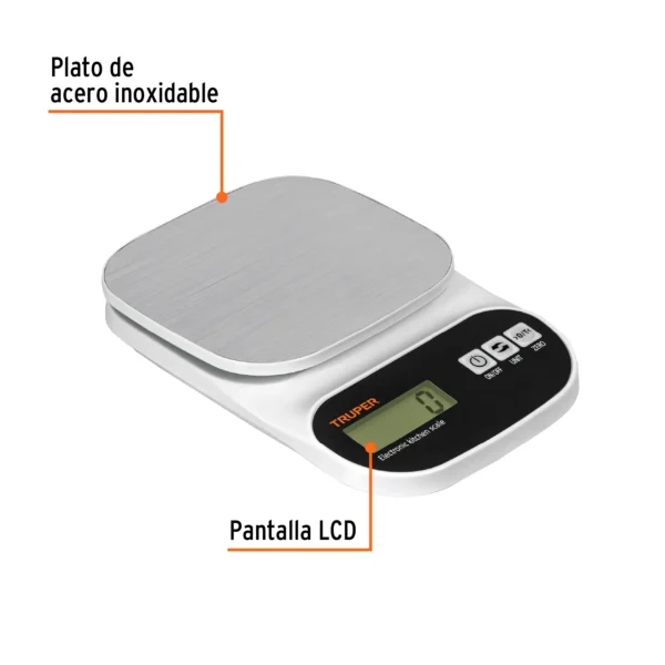 Báscula digital para cocina, plato de acero inox ,5kg