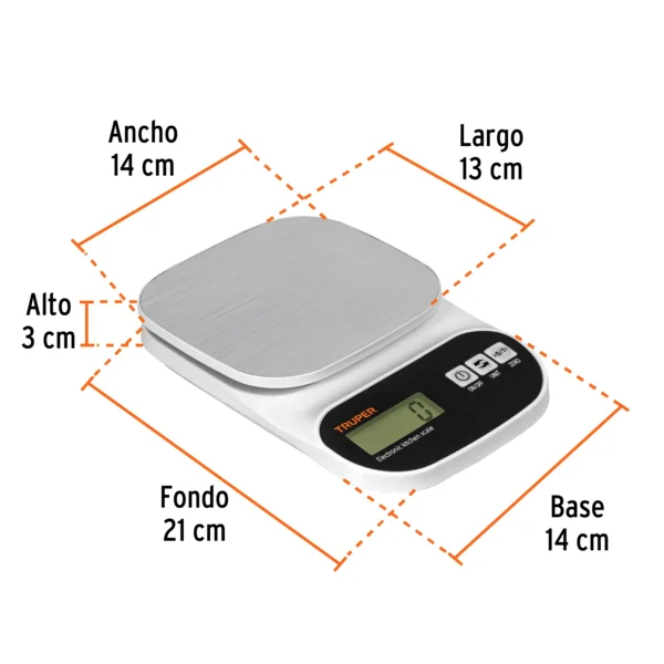 Báscula digital para cocina, plato de acero inox ,5kg