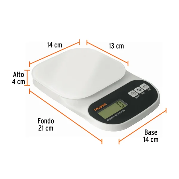 Báscula digital para cocina, plato de vidrio, 5 kg