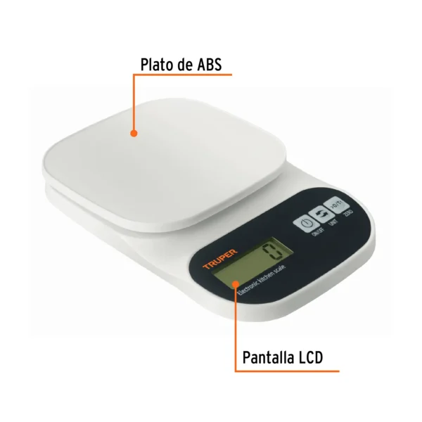 Báscula digital para cocina, plato de ABS, 5 kg