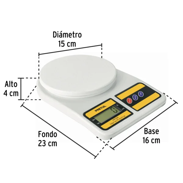 Báscula digital para cocina, plato de poliprop, 5 kg