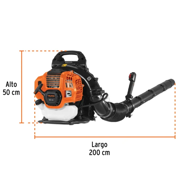 Sopladora con motor de 53cc a gasolina, tipo mochila