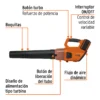 Sopladora inalámbrica 40V, 2 baterías 2Ah, 1 carg.dual
